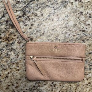 Kate Spade Tan Clutch Wristlet with Zip-Top Closure